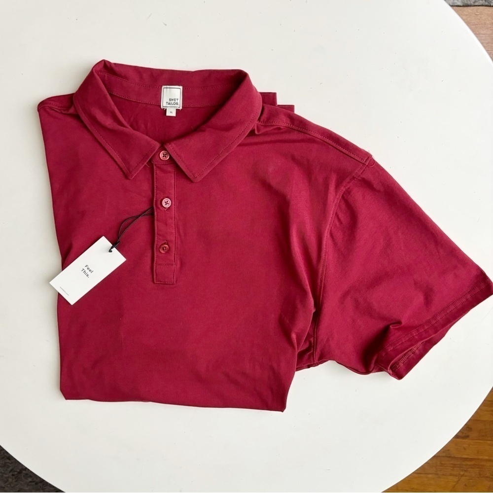 Swet Tailor Men’s All-In Polo Shirt Red Size XL Performance Stretch New